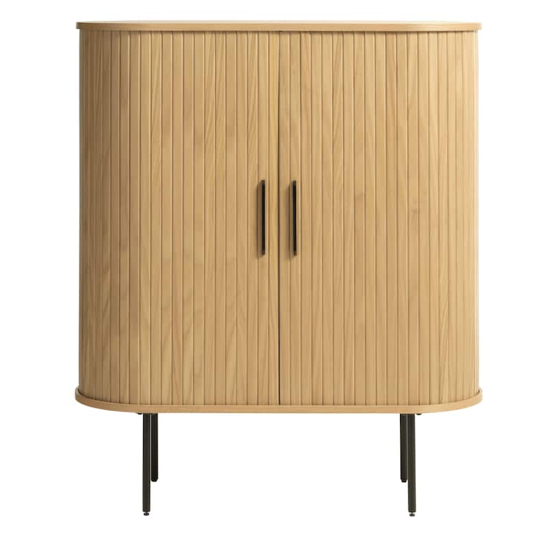 Rye Studio Nicola Mid-Century Modern Rounded Sliding Door Cabinet 39"