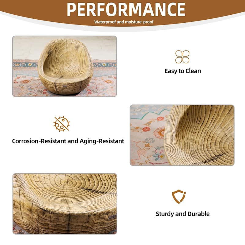 Set of 2 Outdoor Imitation-Wood Stool Sofas