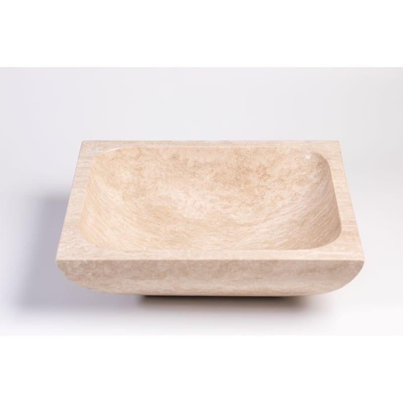 Natural Stone Vessel Bathroom Sink - Rectangular Stone Sink