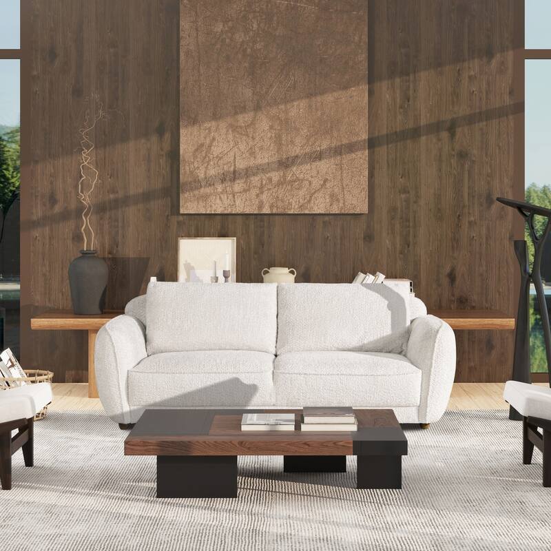 Sharon 84" Chenille Upholstered Puffy Flange Arm Sofa