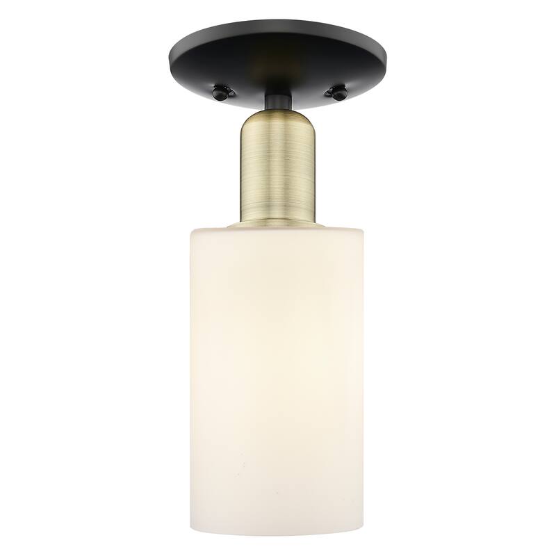 Innovations Lighting Endless Possibilities Arcadia - Clymer - 1 Light 4" Semi-Flush Mount - Black Antique Brass/Matte White