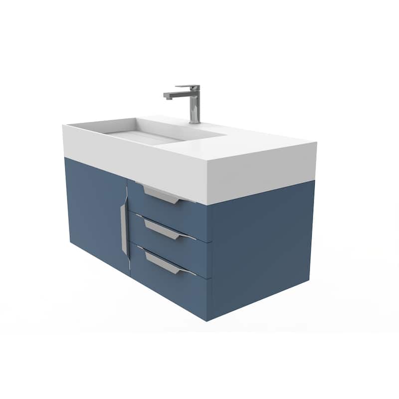Amazon 36" Wall Mounted Bathroom Vanity Set w/ White Top