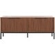preview thumbnail 1 of 13, SAFAVIEH Lylia 4-Door Entertainment Media Stand (Fits up to 65" Flatscreen TV) - 60.8 in. x 17.7 in. x 24.6 in. Walnut/Black