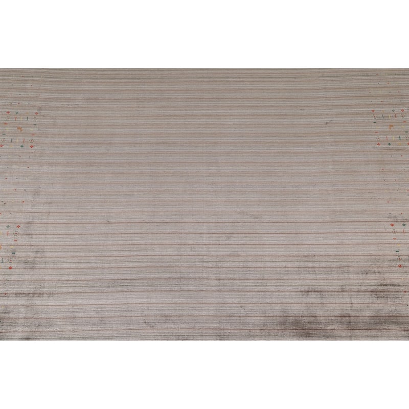 Striped Gabbeh Oriental Square Area Rug Hand-Knotted Wool Carpet - 9'10" x 9'10"