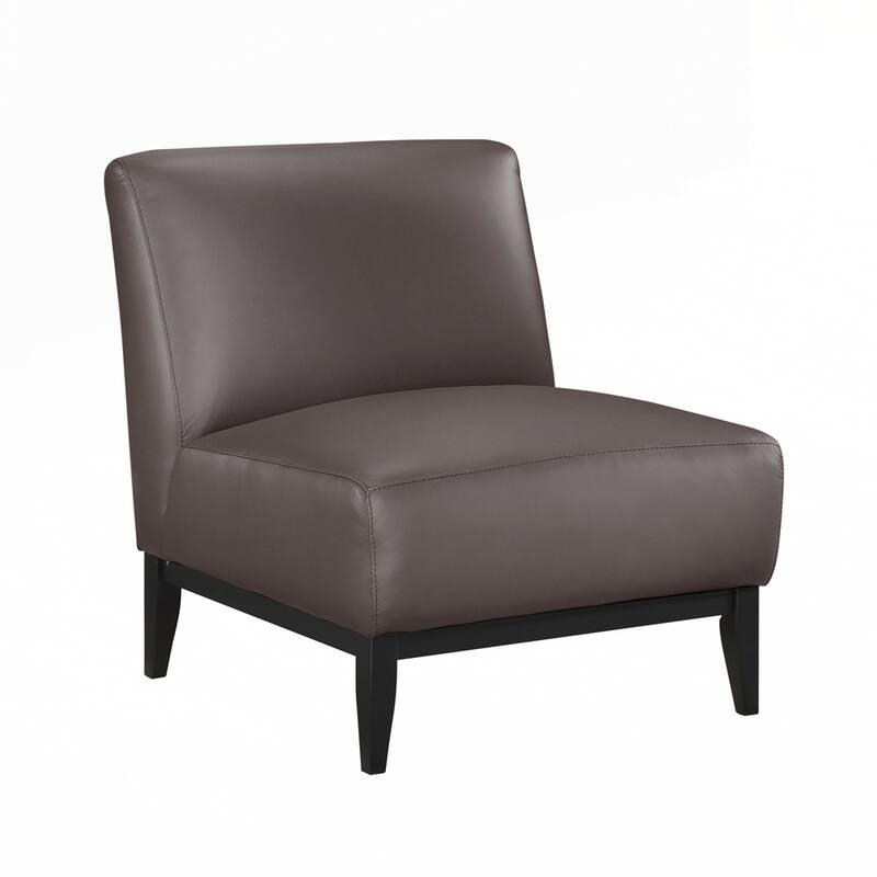 Upholstered Accent Chair Cushion Seat Back with Solid Wood Leg - Dark Brown