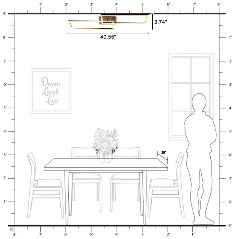 Dual Frame Rectangular Integrated LED Flush Mount Ceiling Light - Dia.40.55-in