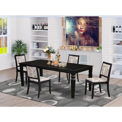 East West Furniture Dining Set Includes a Rectangular Table and Stackable Modern Chairs, Black (Pieces & Seat Type Options)