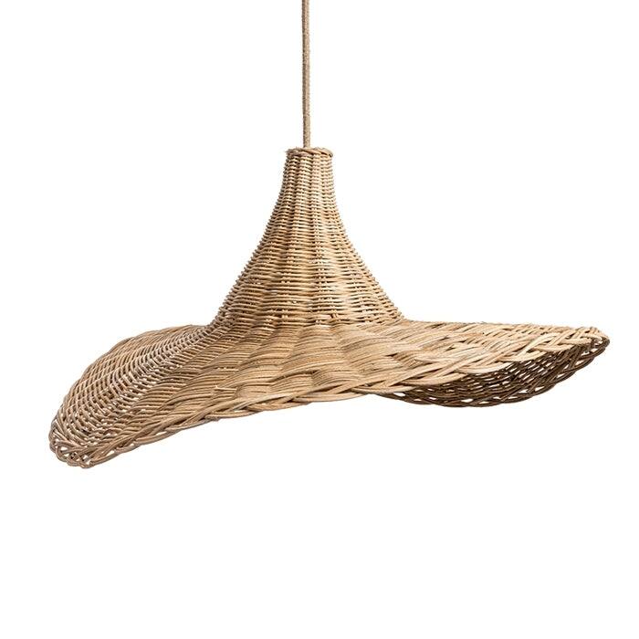 Zen Rattan Pendant Light Natural Medium Sculptural Handwoven Hanging Light For Modern, Transitional, Farmhouse, Boho Room Decor - Beige/Natural