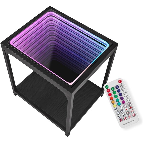 Infinity Mirror Light Table, 3D Illusion RGB Side Table with
