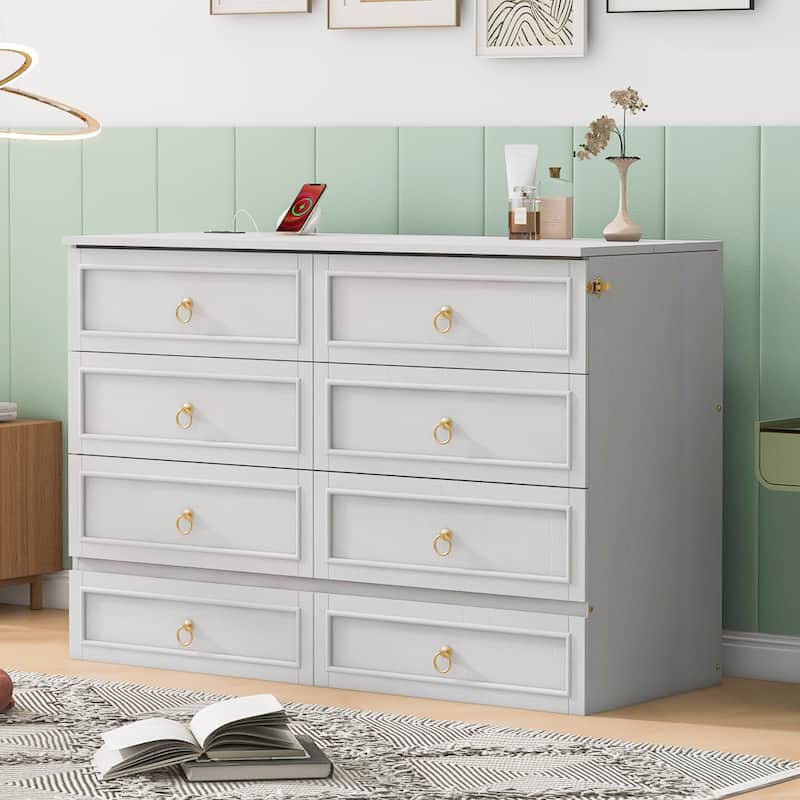 Murphy Bed with Versatile Storage & Large Drawers - White - Queen