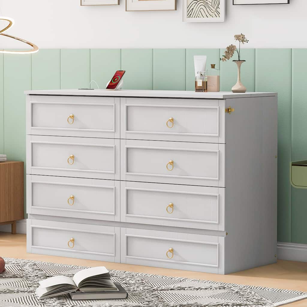 Queen Size Murphy Bed with Storage and Large Drawers