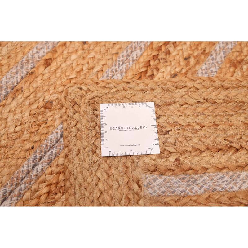 ECARPETGALLERY Braided Weave Palas Denizli Tan Jute Rug - 5'3 x 7'10