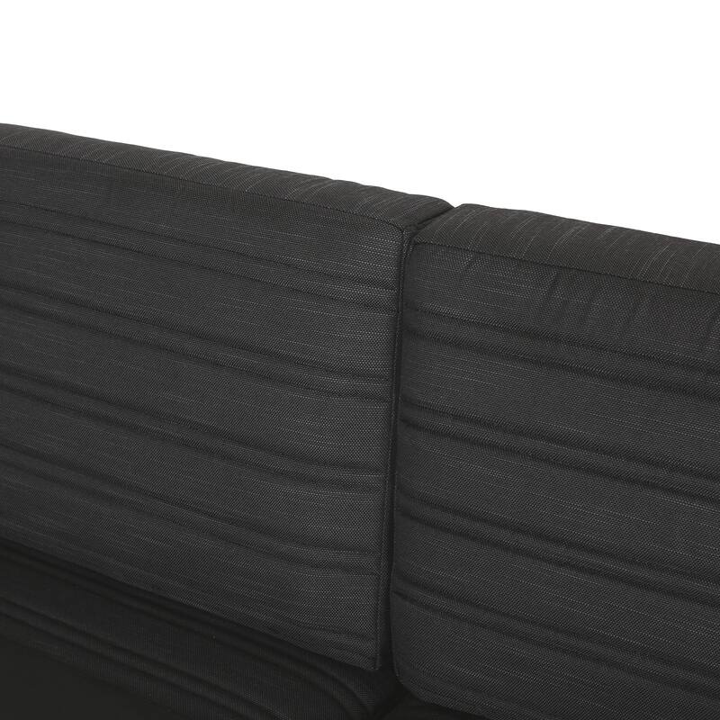 Giovanna Outdoor Black Aluminum Sofa with Charcoal Cushions by Christopher Knight Home
