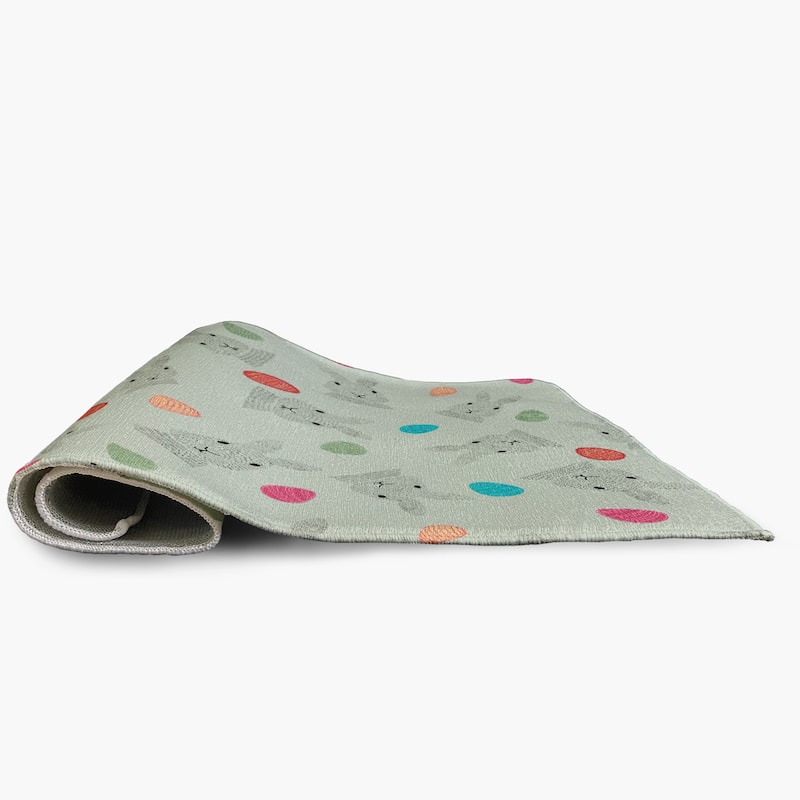 Bunnies and Eggs Easter Chenille Indoor/Outdoor Rug