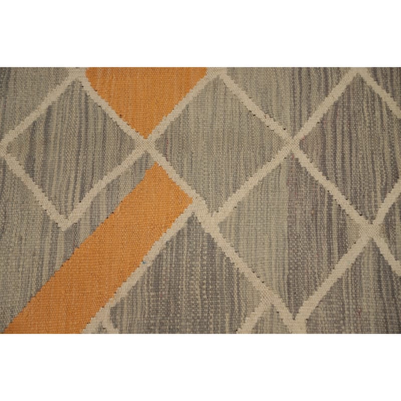 Hand Woven Oriental 100% Wool Carpet Southwestern Tribal Greys & Charcoal Kilim Area Rug - 7' 10'' X 5' 0''