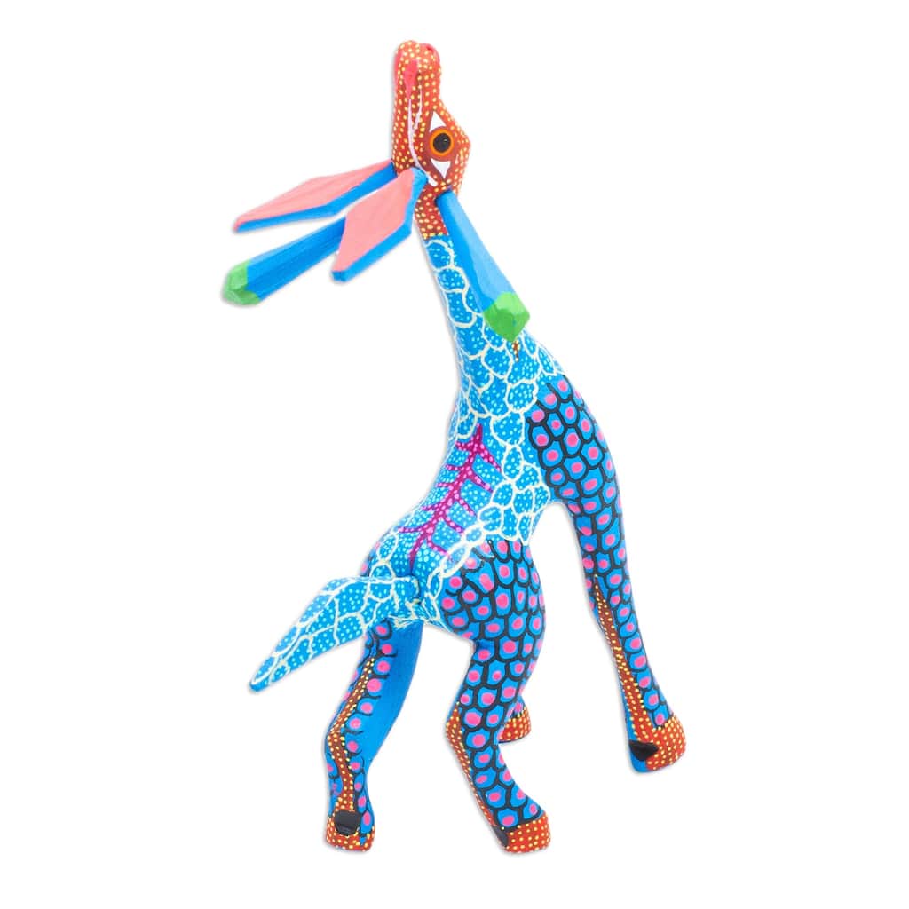 Novica Handmade Stargazing Giraffe In Blue Wood Alebrije Sculpture