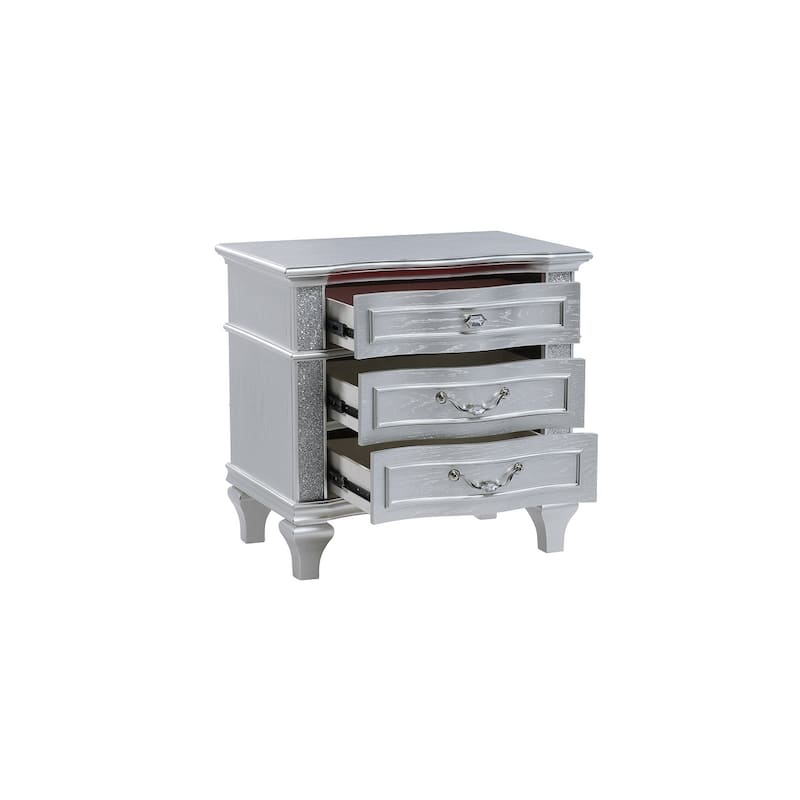 Mystic Contemporary Style Nightstand Made With Wood In Silver (Includes Only Nightstand)