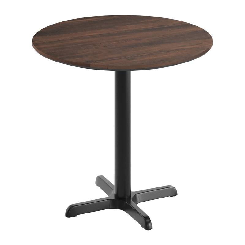 Commercial HPL Tabletop with Table Height Crisscross Base - Dark Brown/Black Base - 31.25"W x 31.25"D x 29.5"H