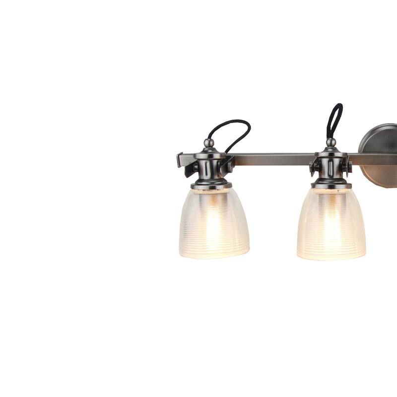 4 Light vanity Lamp with Clear Horizontal Ribbed Glass - Brushed Nickel