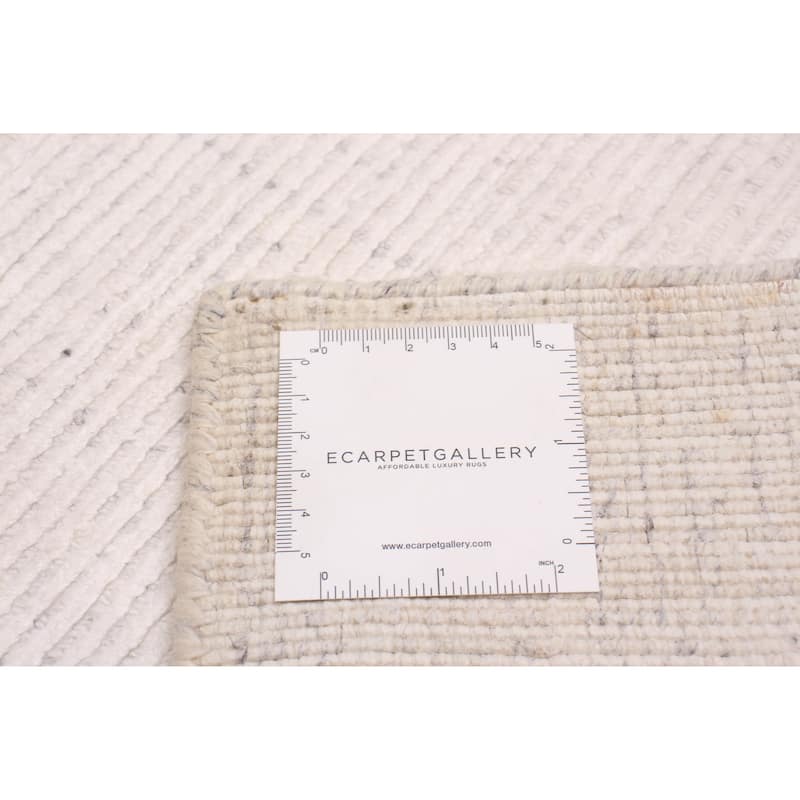 ECARPETGALLERY Hand Loomed Shimmer White Viscose Rug - 7'10 x 9'9