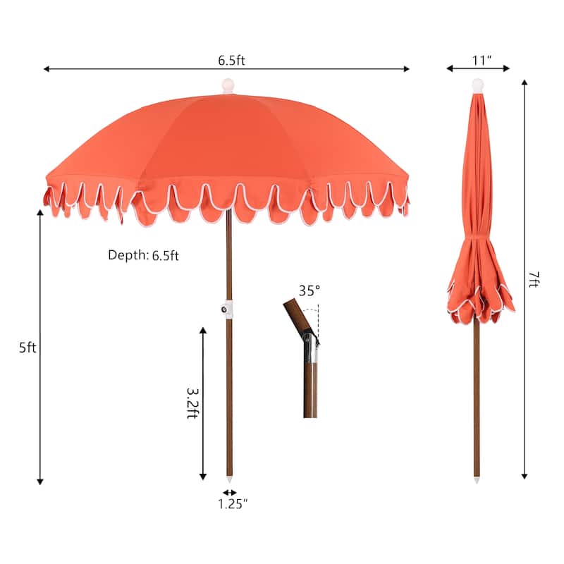 Horizon 6.5ft. Beach Umbrella with Tilt, Wind Vent, UV Protection, and Carry Bag
