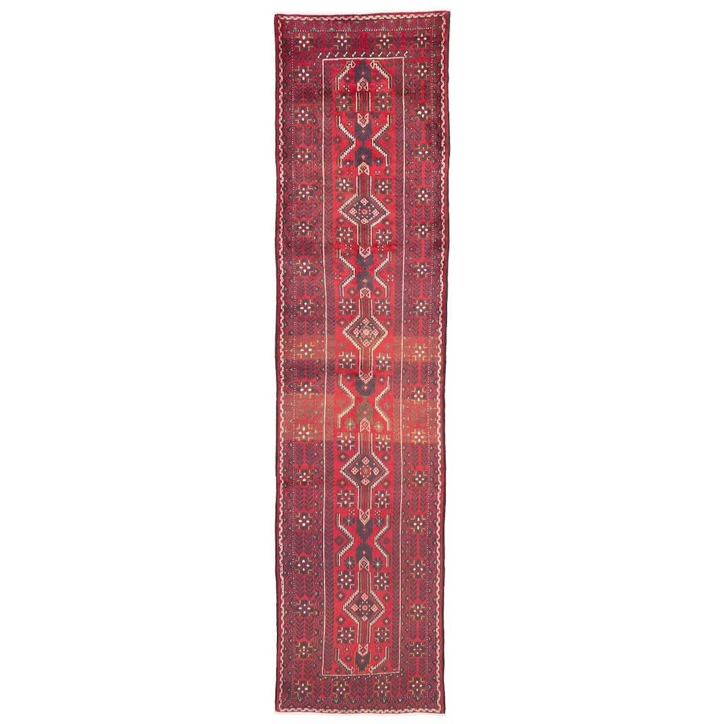 ECARPETGALLERY Hand-knotted Andelz Red Wool Rug - 3'1 x 12'8