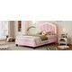 preview thumbnail 18 of 16, Twin Size Flower-Shaped Upholstered Bed with Adjustable Headboard and LED Lighting