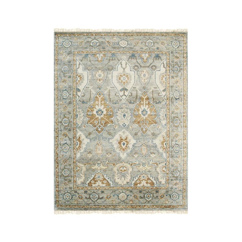 Green Hand Knotted Wool Classic Oushak Rug, 10' x 14', soft cozy area accent - L
