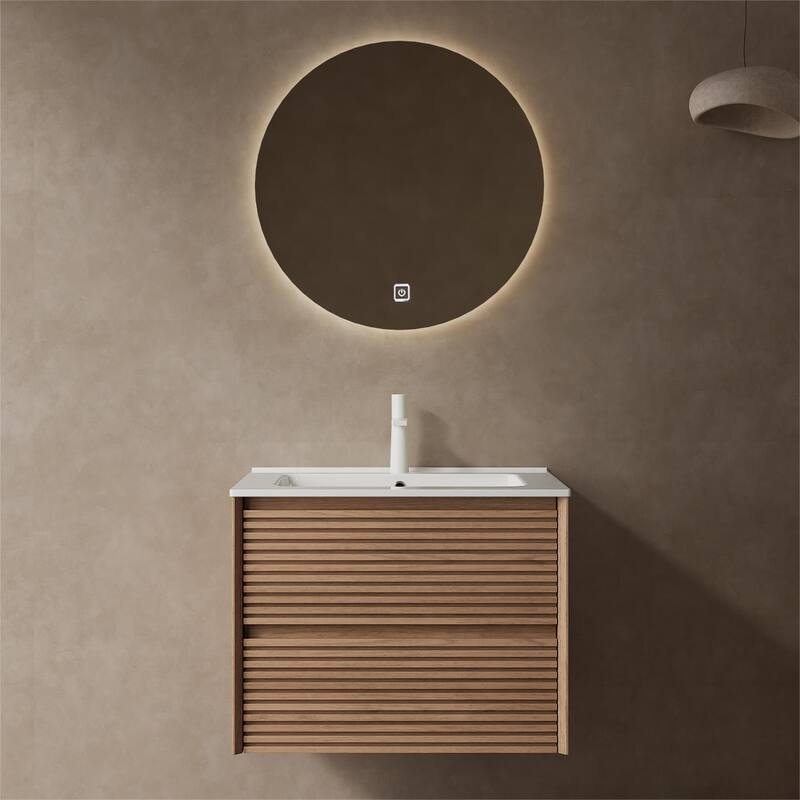 Wall-Mounted Bathroom Vanity Set with Integrated Ceramic Sink