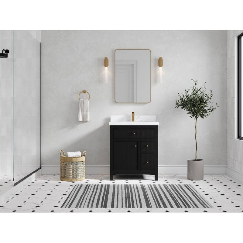 Willow Collections 30 in W x 22 in D Sonoma Free Standing Reeded Single Sink Bathroom Vanity with Countertop