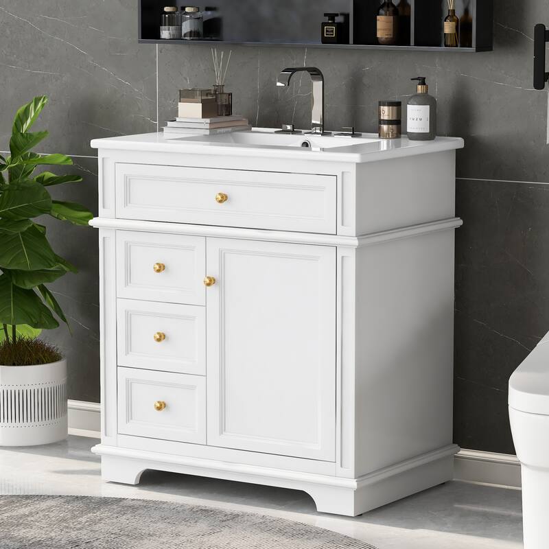Christopher Knight Home - Beauchamp Freestanding 30-Inch Bathroom Vanity with Sink and Ample Storage