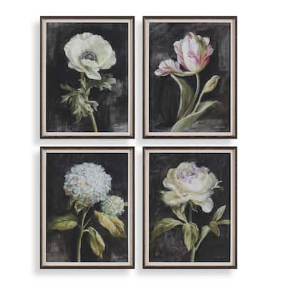 Uttermost Florals On Black Framed Prints Set/4