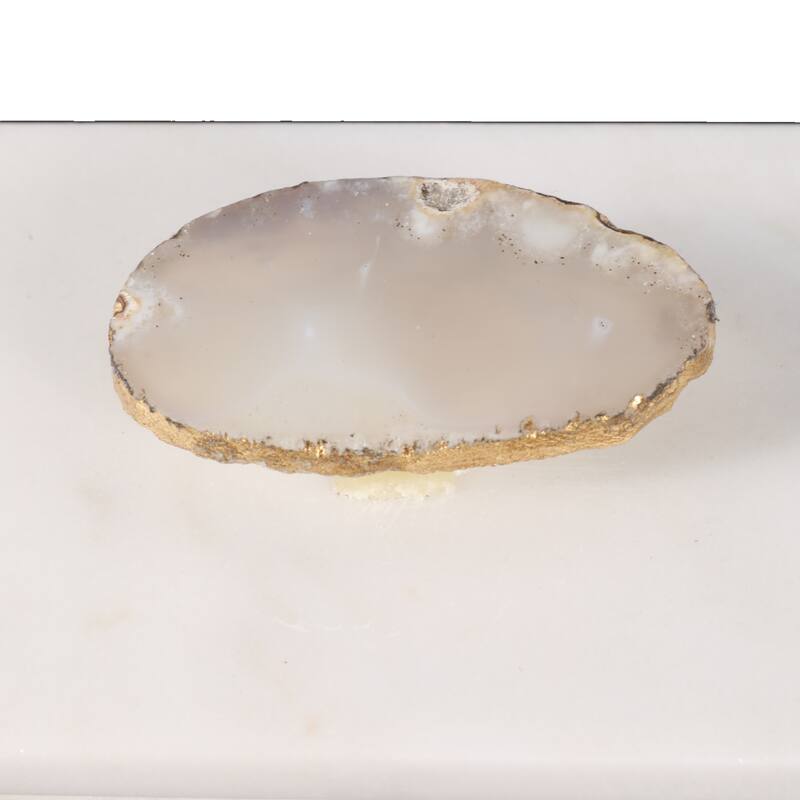 Marble Agate Top Lidded Storage Box - White/Gold - 6" x 4" x 3.25"