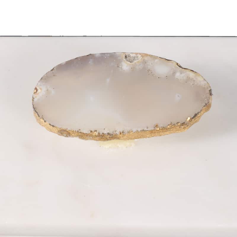 Marble Decorative Box with Agate Handle and Lid - 6" x 4" x 3"