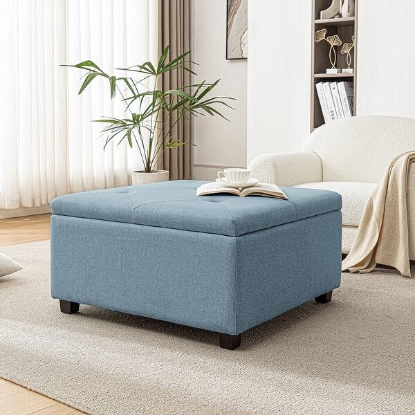 Porthos Home Eloise Fabric Tufted Square Storage Ottoman