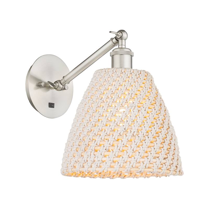 Innovations Lighting Endless Possibilities Ballston - Bristol Natural - 1 Light 9" Adjustable Sconce - Arm Adjusts Up and Down - Brushed Satin Nickel/Natural