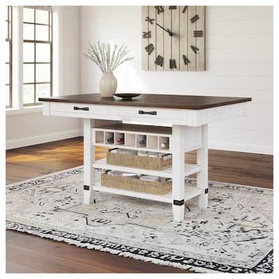 Signature Design by Ashley Valebeck White/Brown Counter Height Dining Table - 60" W x 40" D x 36.13" H