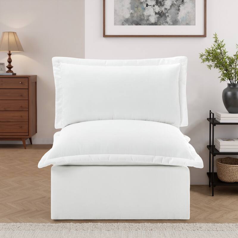 Comfy Cloud Chenille Upholstered Modular Sectional Sofa - Beige-Armless - Symmetrical