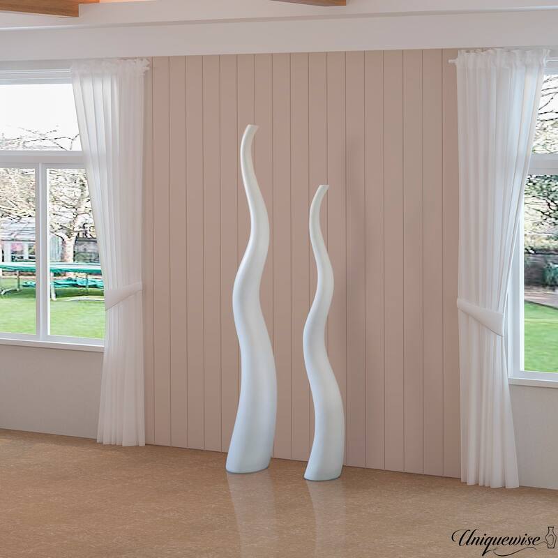 Tall Ceramic White Animal Horn Floor Vase Elegant for Entryway Dining Living Room Decor Statement Piece with Distinctive Antler