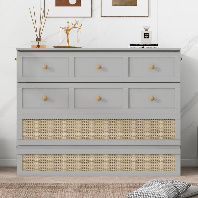 Queen Size Murphy Bed with Versatile Storage & Large Drawers