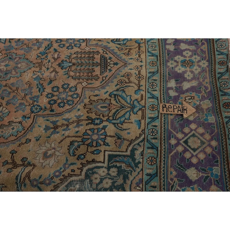 Over-Dyed Tabriz Persian Vintage Area Rug Hand-Knotted Wool Carpet - 7'0"x 10'11"