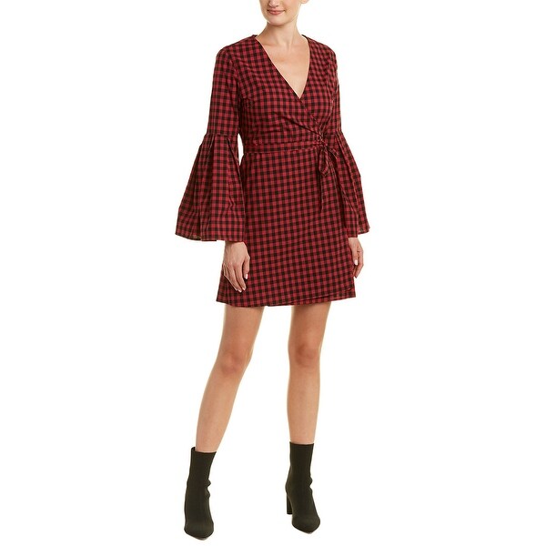 red gingham wrap dress