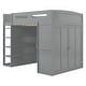 preview thumbnail 17 of 18, Full Size Loft Bed with Desk, Wardrobes, 4 Drawers and 4 Shelves-White