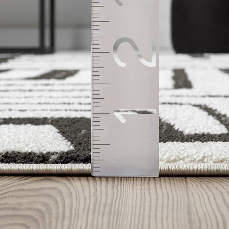 Abani Rugs Nomad Collection NOM130A Cream Grey Box Pattern Geometric Area Rug