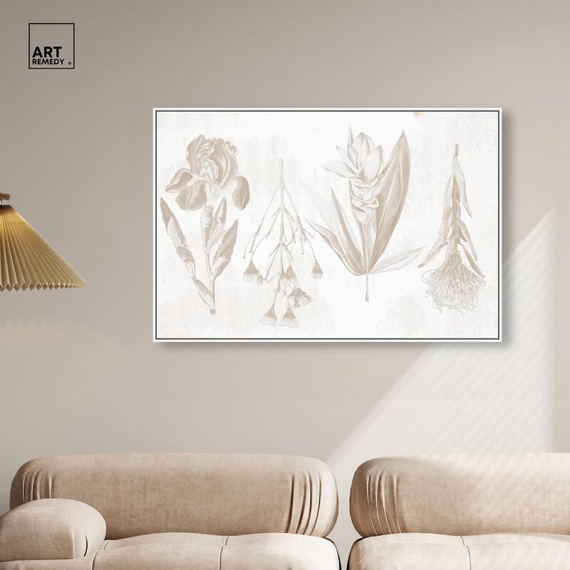 White Pressed Flora Canvas by Art Remedy