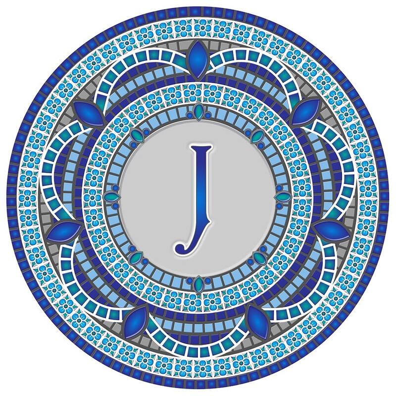 Custom Monogram Decorative Poolmat #1 - Mosaic Pool Art - 29" in Diameter - Letter "J"