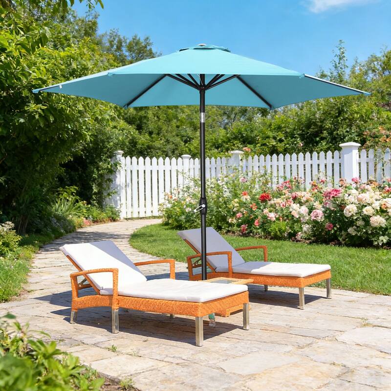 9ft Outdoor Patio Umbrella 6 Ribs with Tilt & Crank. - Blue.