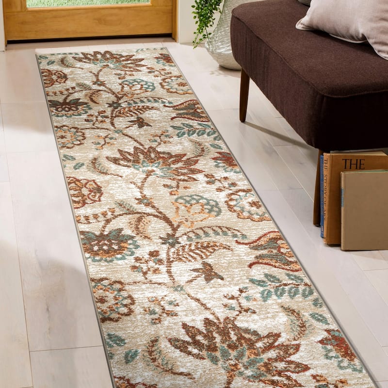 Beige Multi Floral Medallion Stylish and Durable Area Rug - Beige - 2' 3" x 8'