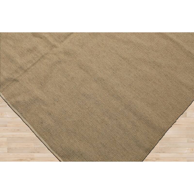 9'2''x12'6'' Handwoven Flatweave Wool Beige Superfine Modern Solid Kilim Rug - 9' 2'' x 12' 6''