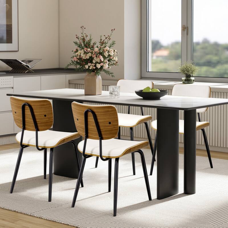 Faux Leather Upholstered Dining Chairs Set of 2/4 - 33.5"H x 19.3"W x 23"D